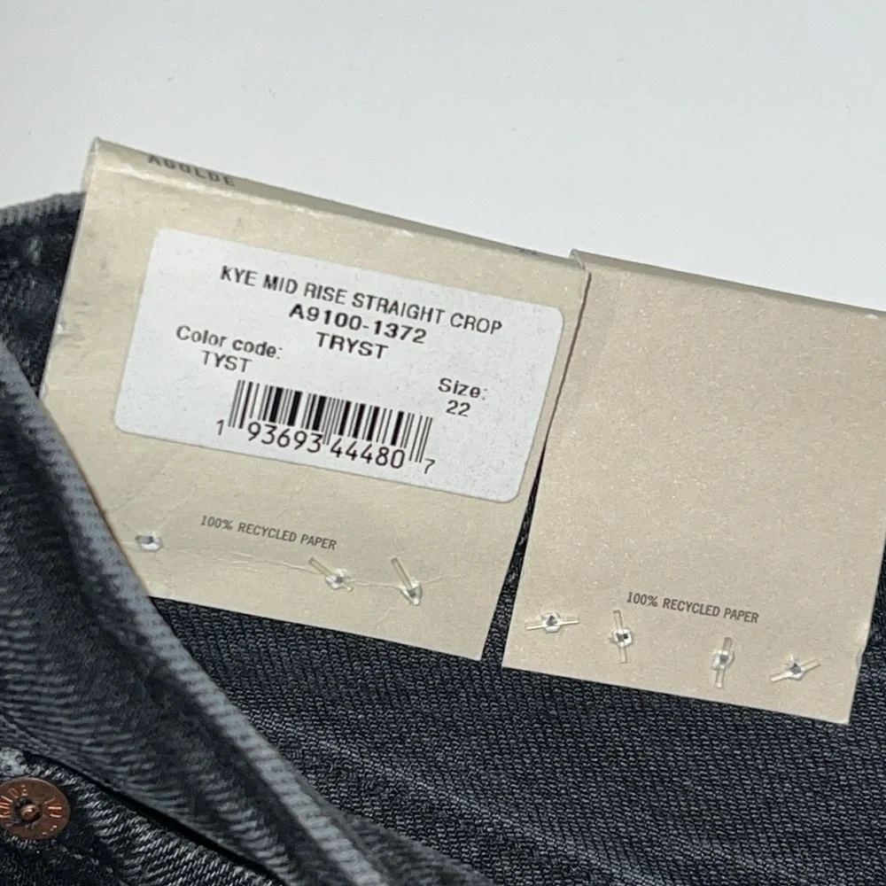 Agolde black kye mid rise straight crop jeans size 22 - Picture 10 of 14